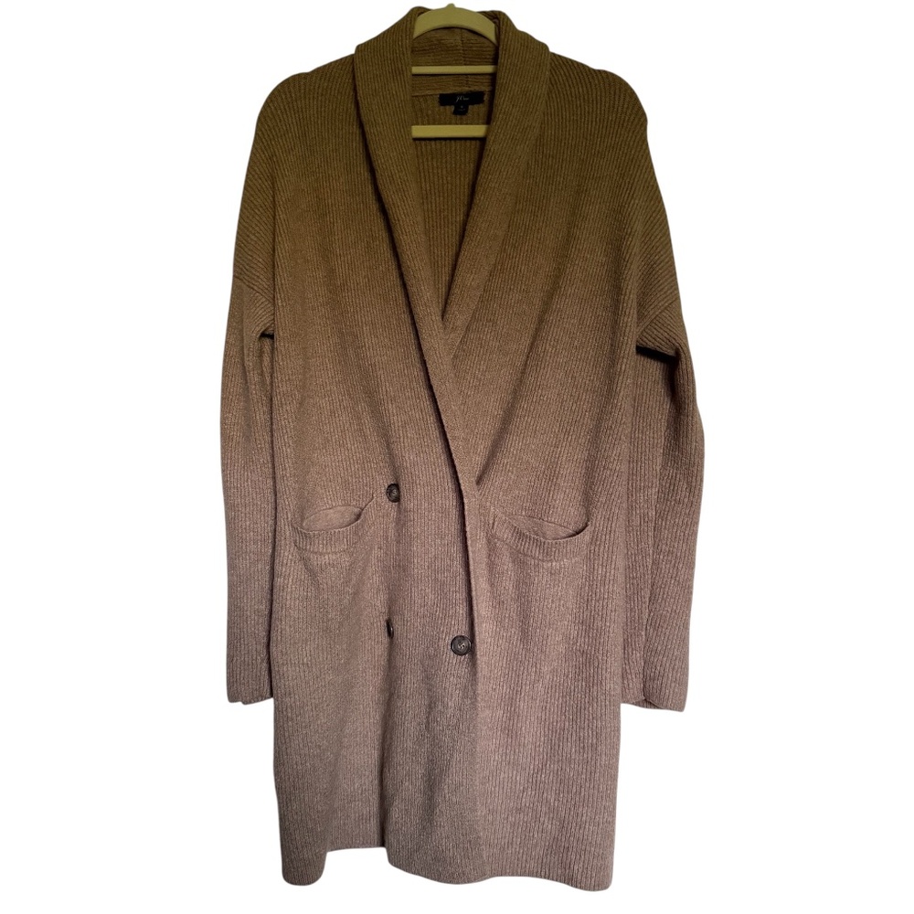 J. Crew Long Double Breasted Wool Blend Ribbed Knit Cardigan Sweater Size Small‎